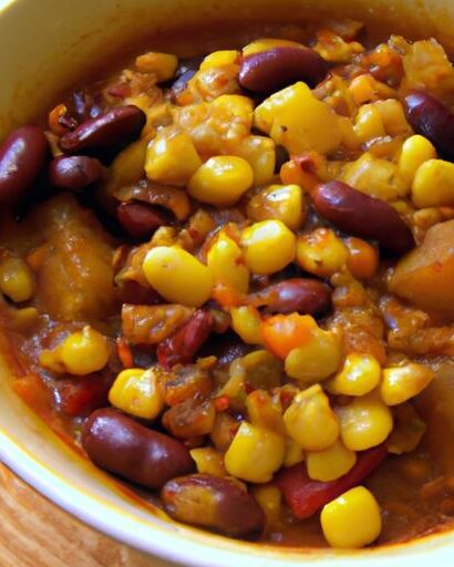 Hearty Vegan Chili with Kidney Beans and Sweet Corn Delight