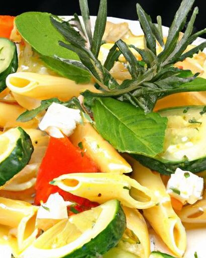 Zesty Greek Pasta Salad with Refreshing Lemon-Herb Vinaigrette