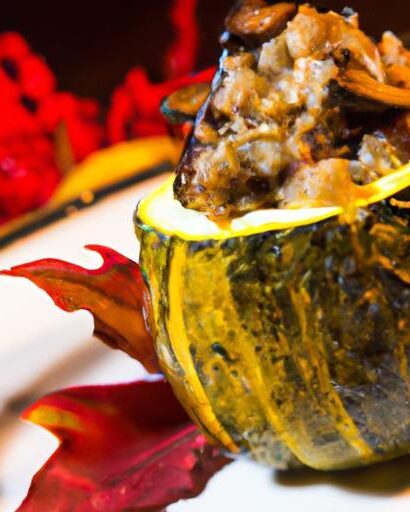 Harvest Delight: Stuffed Acorn Squash with Wild Rice & Mushrooms