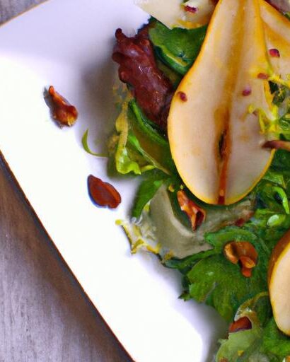 Elevate Lunchtime: Poached Pear Salad with Mixed Greens