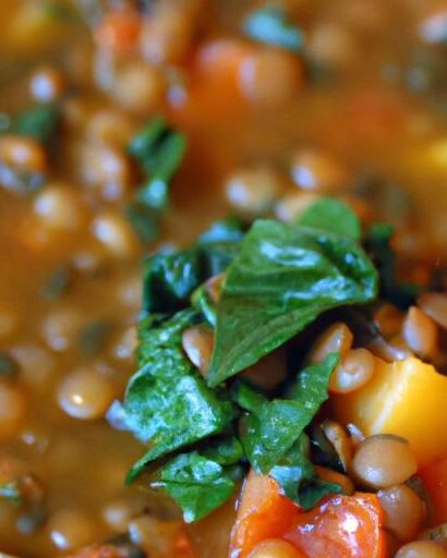 Hearty Lentil Soup with Tomatoes and Spinach: A Nutritious Delight