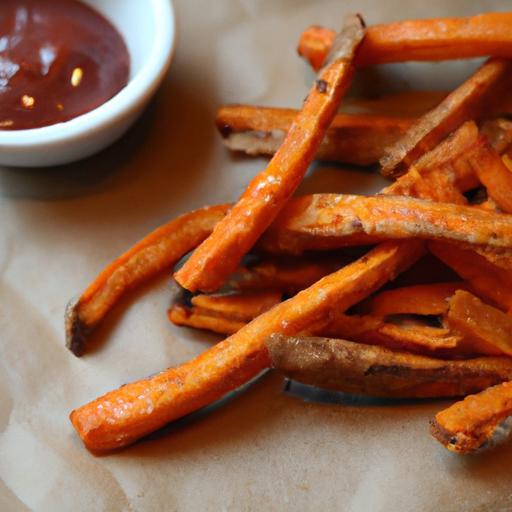 Crispy Baked Sweet Potato Fries with Fiery Spicy Ketchup