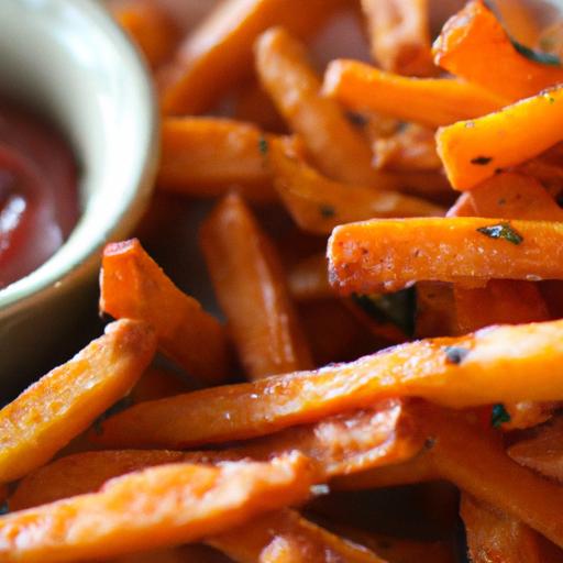 Crispy Baked Sweet Potato Fries with Fiery Spicy Ketchup
