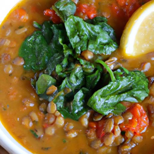 Hearty Lentil Soup with tomatoes and Spinach: A Nutritious Delight