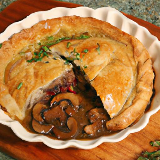 hearty Steak & Mushroom Pie Topped with Golden Puff Pastry