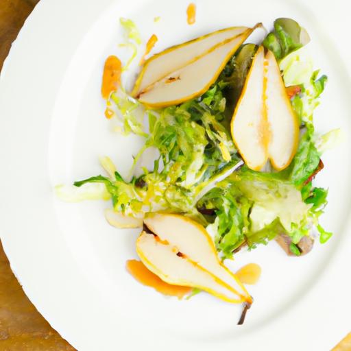 elevate Lunchtime: Poached Pear Salad with Mixed Greens