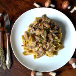 Velvety Vegan Mushroom Pasta with Crunchy Walnut Twist