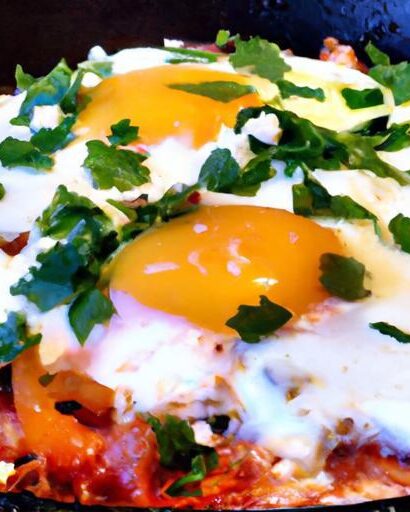 Savor Shakshuka: Fiery Eggs with Feta and Fresh Herbs