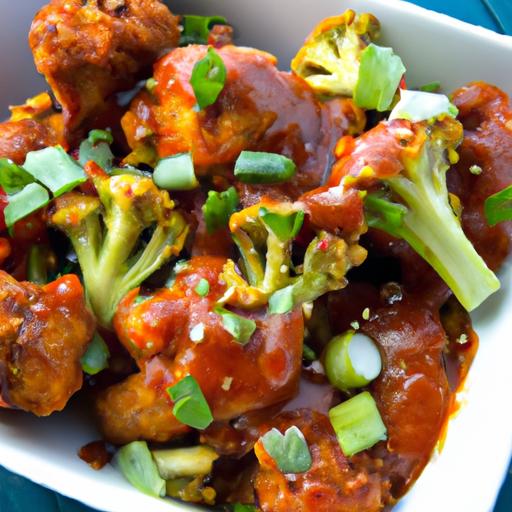Crispy Vegan Cauliflower Wings drenched in Buffalo Sauce