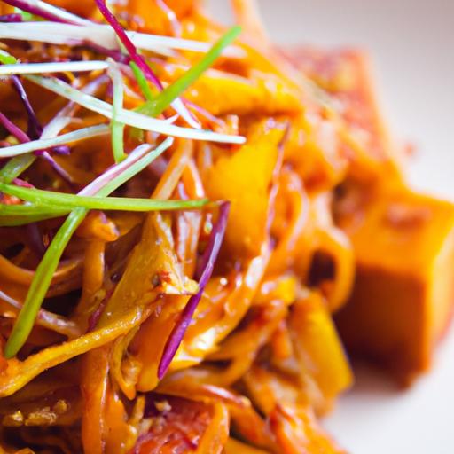 Fiery Gochujang Noodles with Crispy Tofu Delight