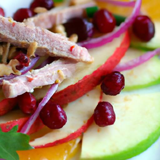Crunchy Cranberry Tuna Salad Served on Crisp Apple‌ Slices