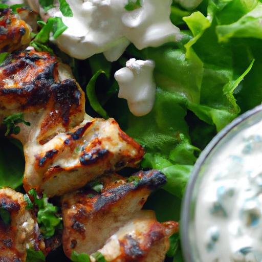 Savor Greek chicken Souvlaki with Fresh Homemade Tzatziki