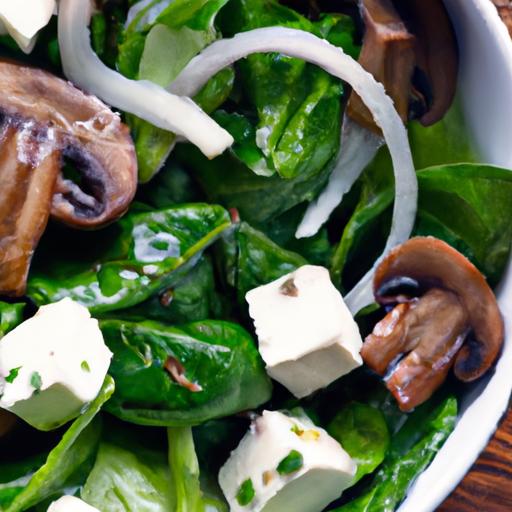 Savor the Harmony of Warm Spinach Salad with mushrooms & Feta