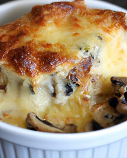 Decadent Savory Bread Pudding with Mushrooms and Cheese