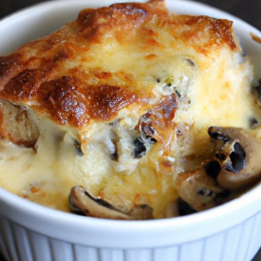 Decadent Savory Bread Pudding with Mushrooms and Cheese