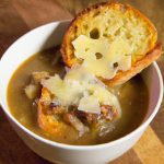 Hearty Vegan French Onion Soup with Crispy Cheesy Croutons