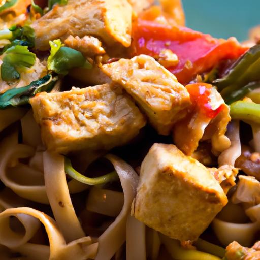 Fiery Peanut Noodles with Tofu: A Zesty Vegan delight
